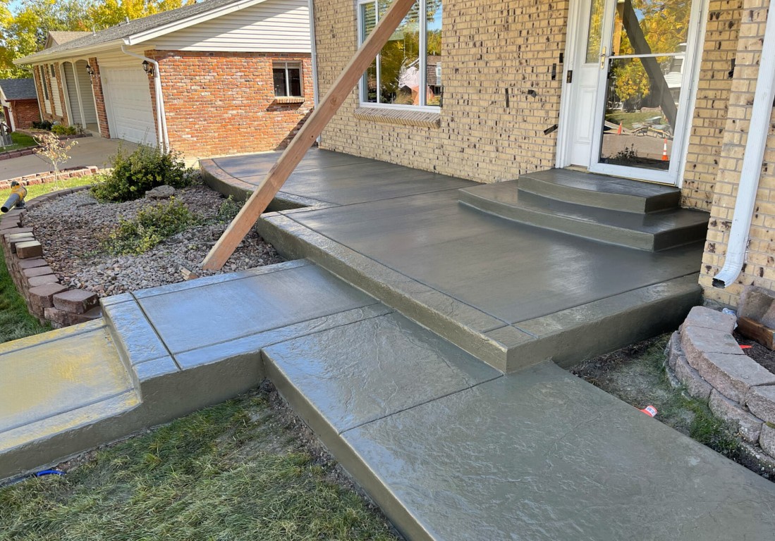 Multi-level concrete steps and walkway installation at residential entrance in Calexico, CA